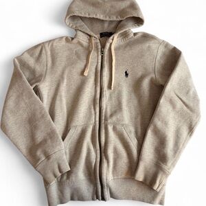 Polo Ralph Lauren Grey/Beige Full-Zip Hoodie Sweater